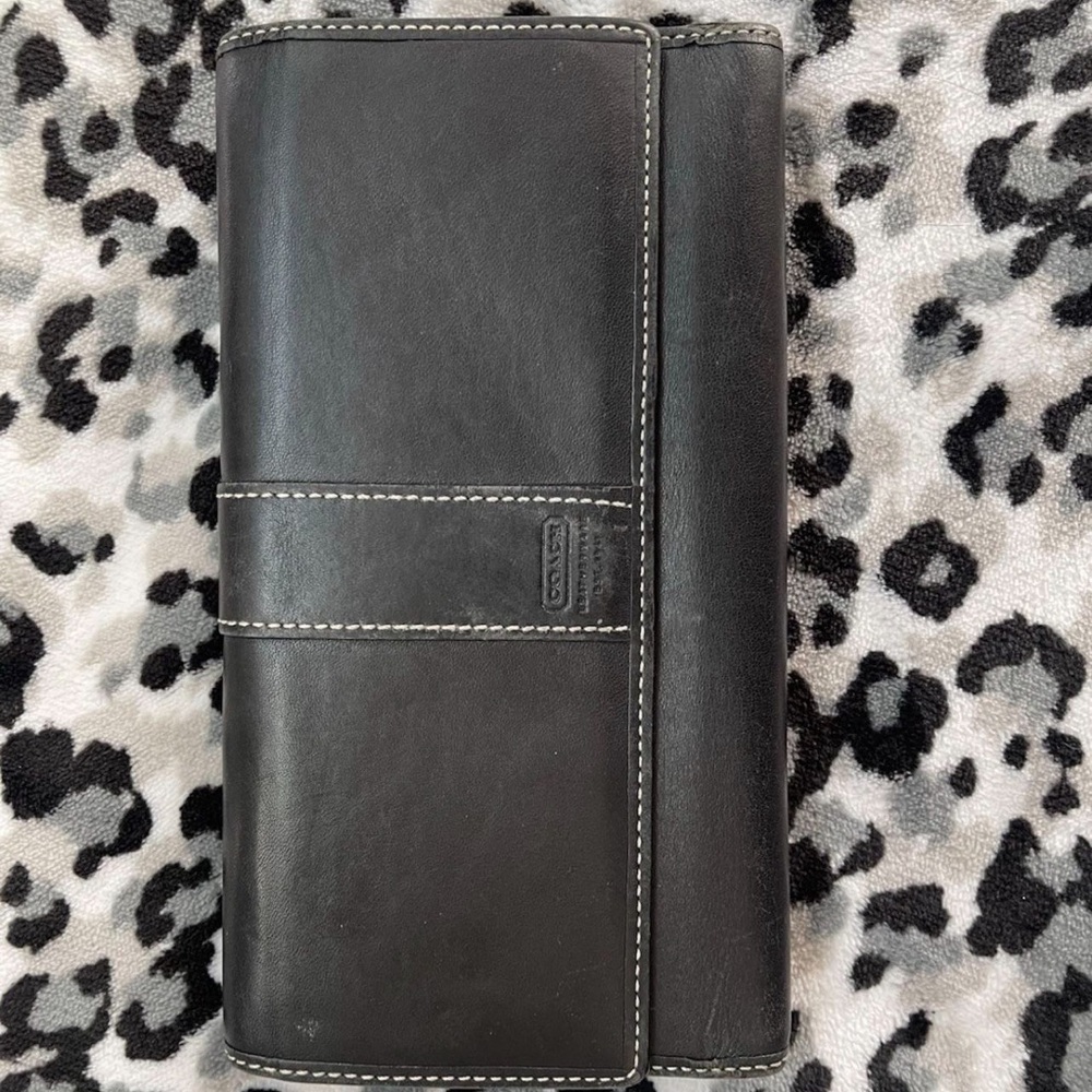 Vintage black leather coach wallet